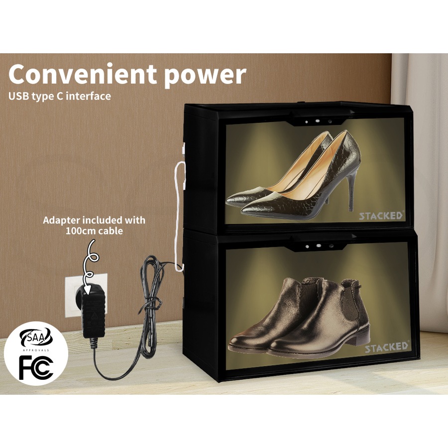 Stacked Shoe Box Sneaker Display Case LED Lighted Magnetic Anti-oxidation Clear