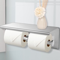 Traderight Toilet Paper Holder Double Roll Stainless Steel Hook Bathroom Rack Wall Mount