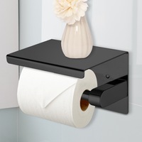 Traderight Toilet Paper Holder Roll Bath Tissue Storage Hook Rack 304 Stainless Steel Black