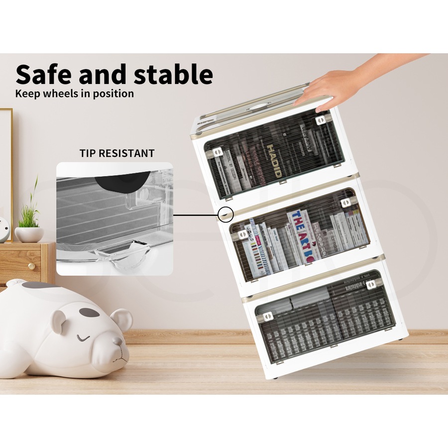 STACKED Storage Box Plastic Stackable Container Clothes Wardrobe Organiser 5 Side Open