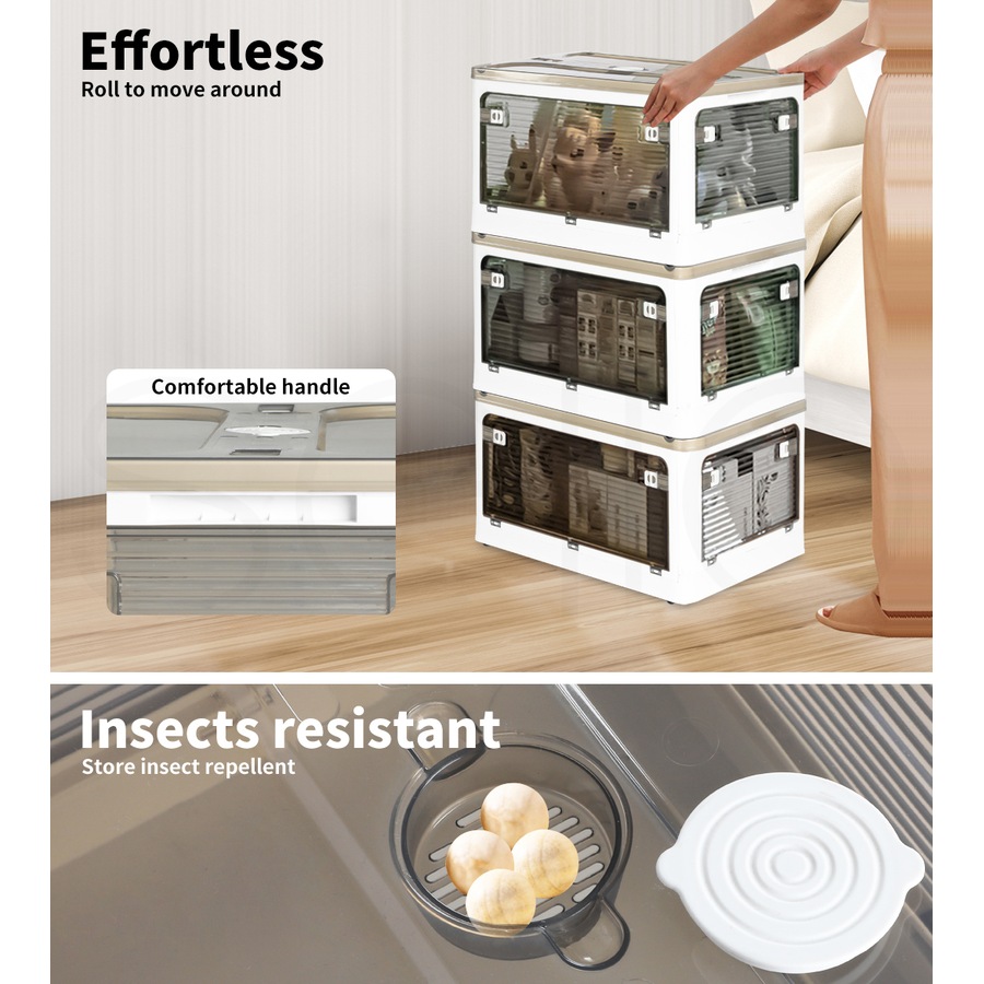 STACKED Storage Box Plastic Stackable Container Clothes Wardrobe Organiser 5 Side Open