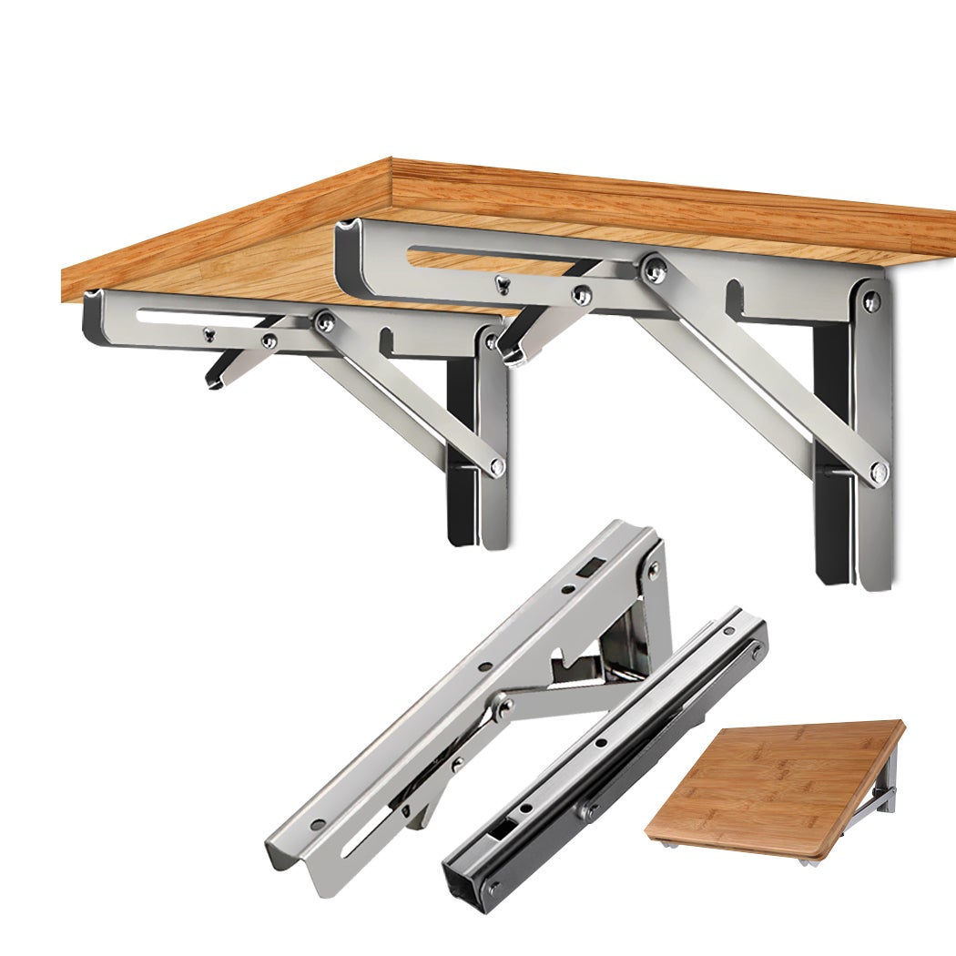 Traderight Folding Table Bracket Stainless Steel 150KG Wall Shelf Bench 2PCS