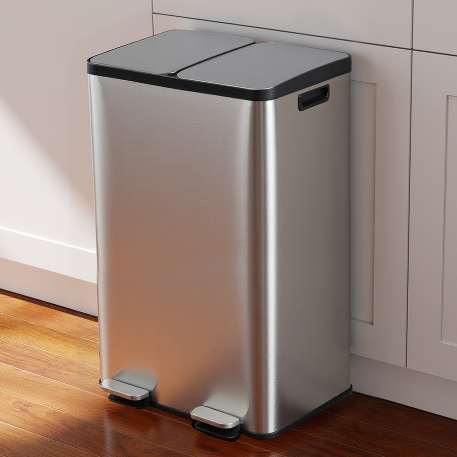 Toque 60L Pedal Bin Stainless Steel Kitchen Trash Waste Can Recycling Dustbin