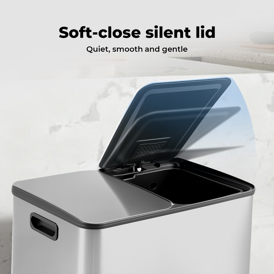 Toque 60L Pedal Bin Stainless Steel Kitchen Trash Waste Can Recycling Dustbin