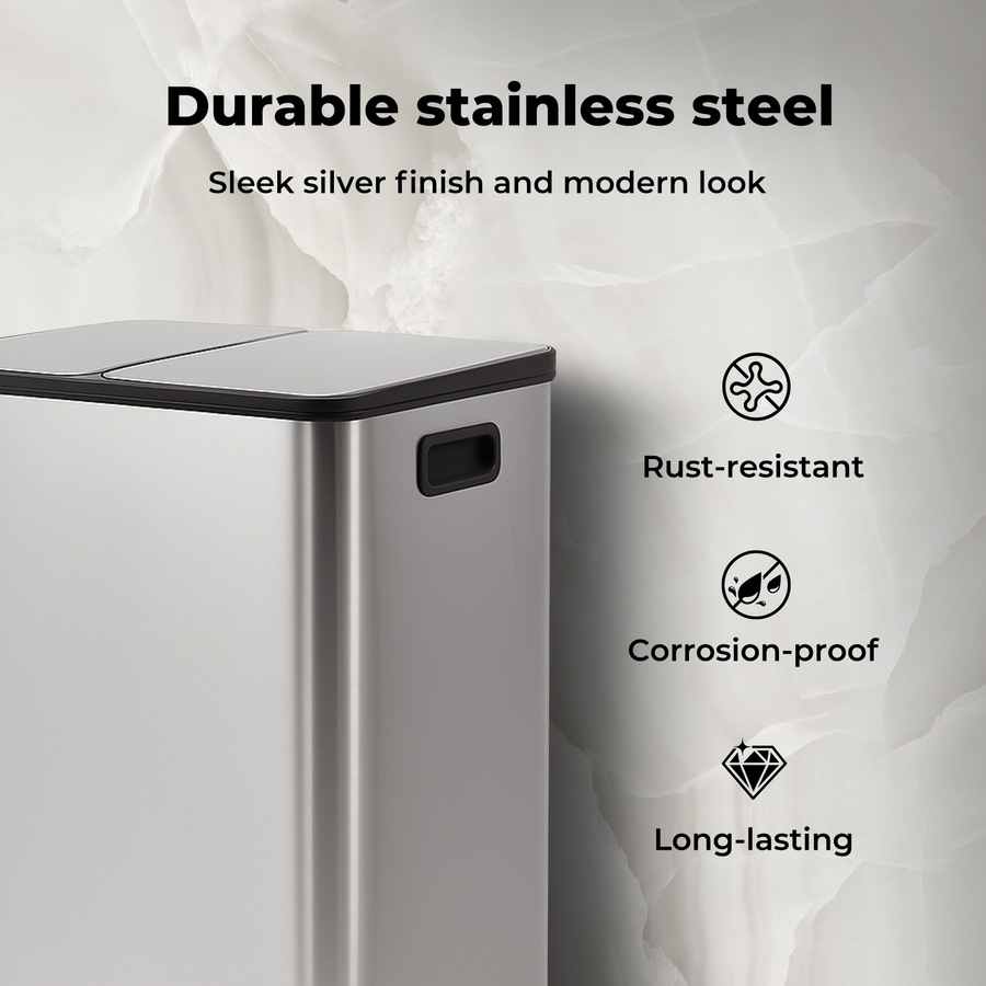 Toque 60L Pedal Bin Stainless Steel Kitchen Trash Waste Can Recycling Dustbin