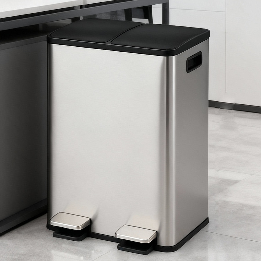 Toque 60L Pedal Bin Stainless Steel Kitchen Trash Waste Can Recycling Dustbin