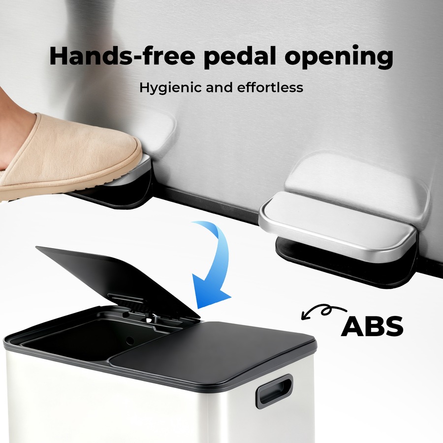 Toque 60L Pedal Bin Stainless Steel Kitchen Trash Waste Can Recycling Dustbin