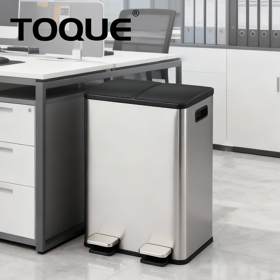 Toque 60L Pedal Bin Stainless Steel Kitchen Trash Waste Can Recycling Dustbin