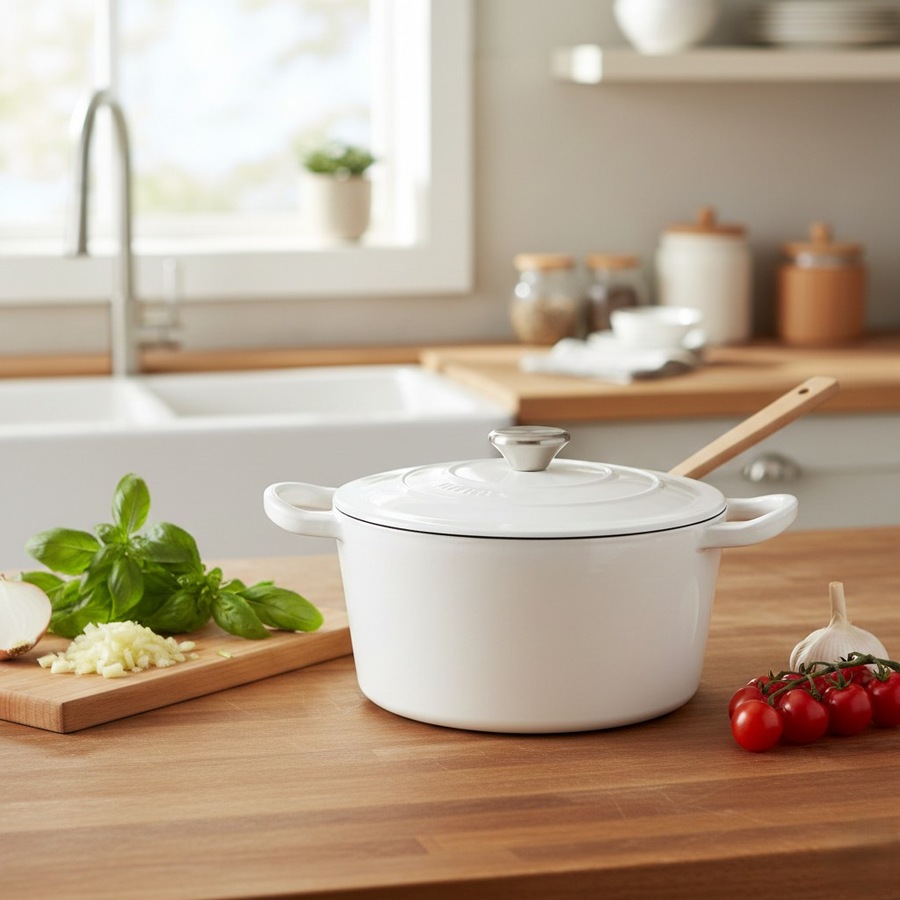 4L Toque Cast Iron Pot - White