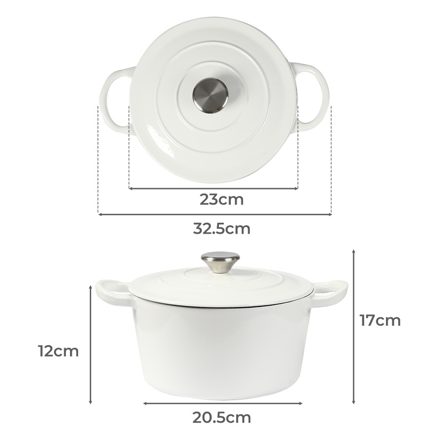 4L Toque Cast Iron Pot - White