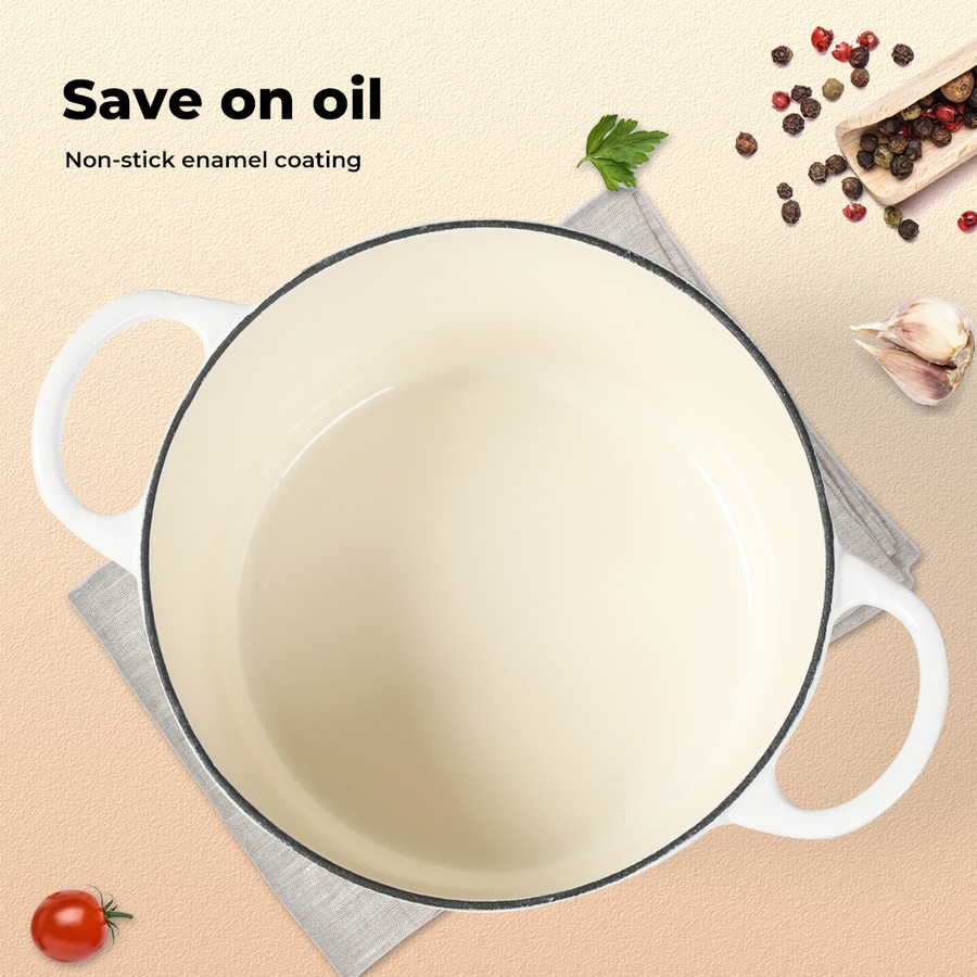 4L Toque Cast Iron Pot - White