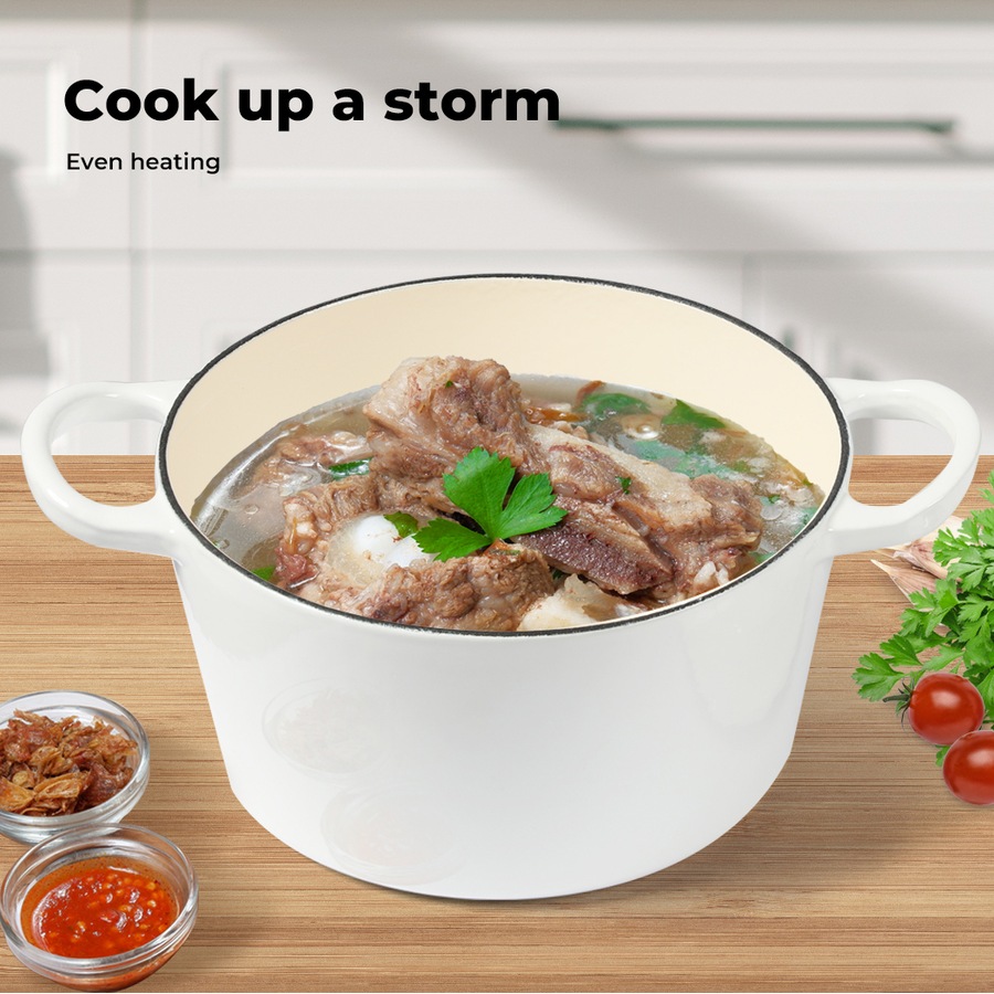 4L Toque Cast Iron Pot - White