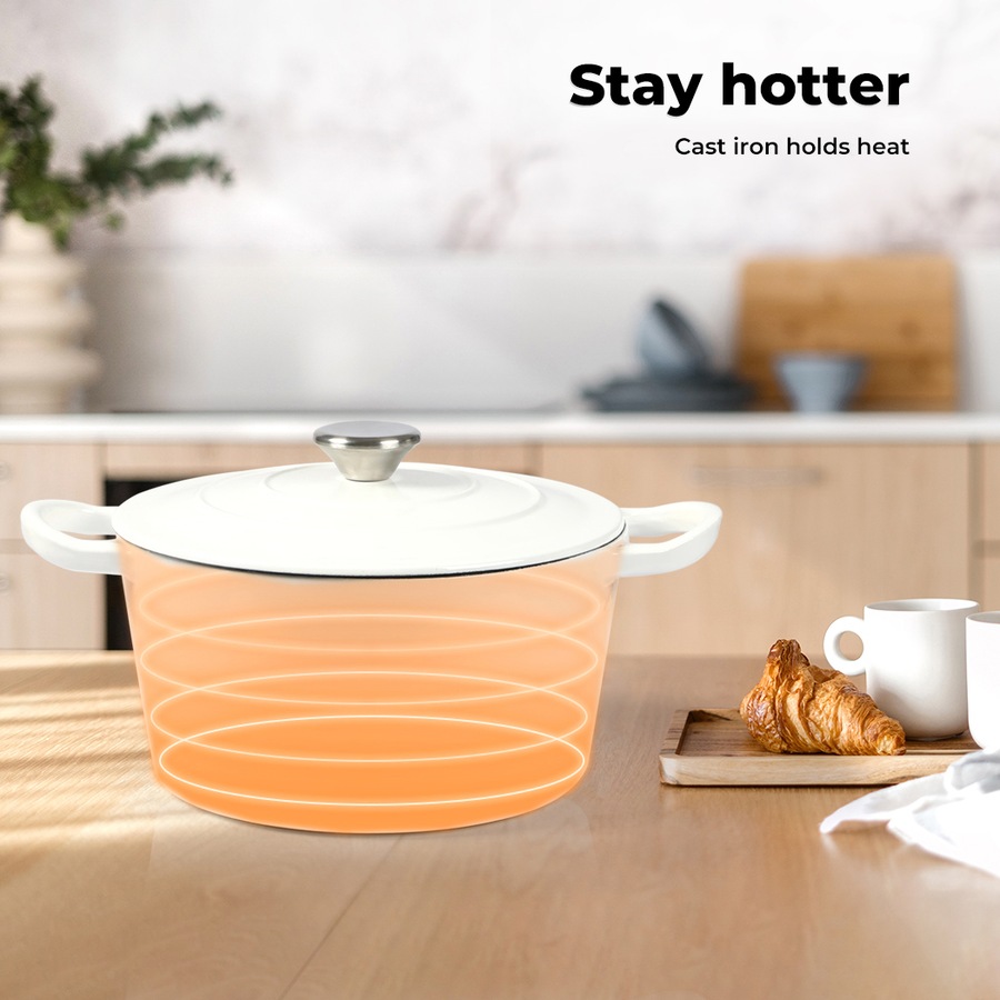 4L Toque Cast Iron Pot - White
