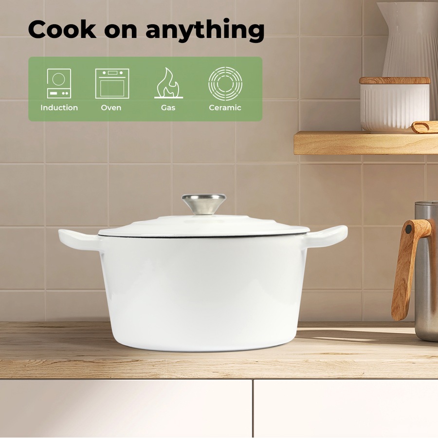 4L Toque Cast Iron Pot - White