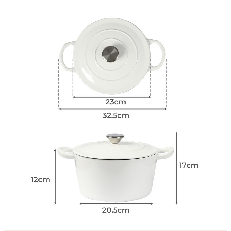 4L Toque Cast Iron Pot - White