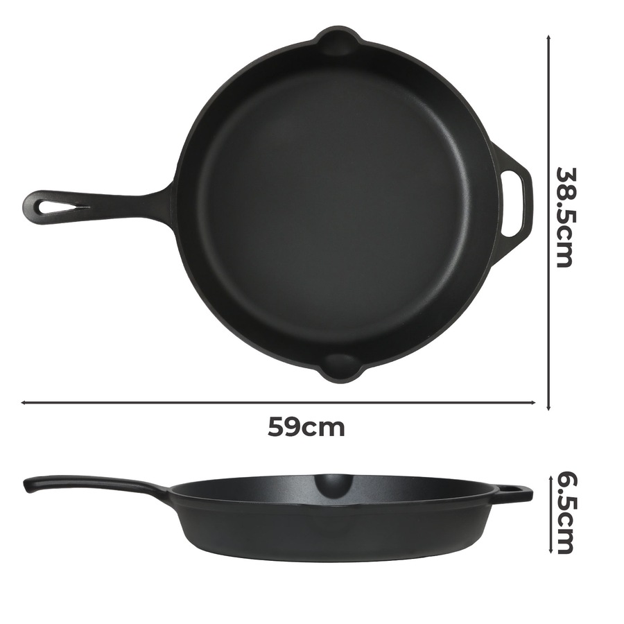 Toque Non Stick Frying Pan Cast Iron Steak Skillet BBQ Grill Cookware 38.5cm
