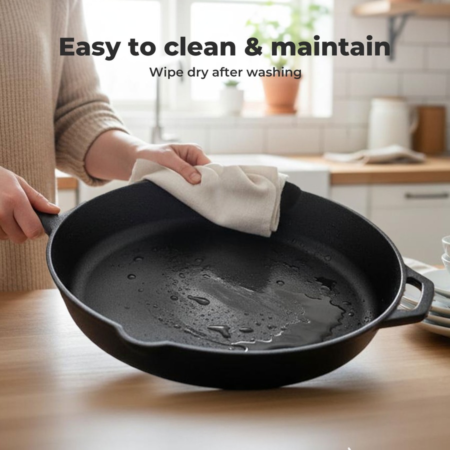 Toque Non Stick Frying Pan Cast Iron Steak Skillet BBQ Grill Cookware 38.5cm