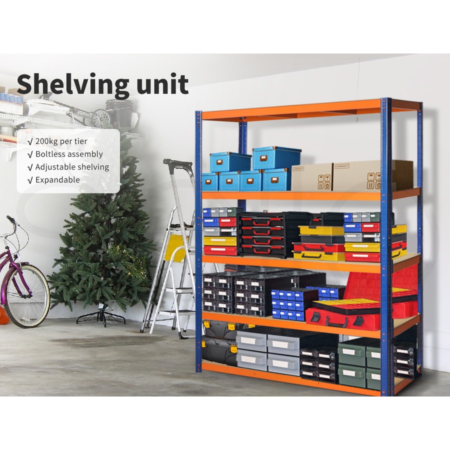 1.8x1.2m Warehouse Shelving Garage Rack - Orange