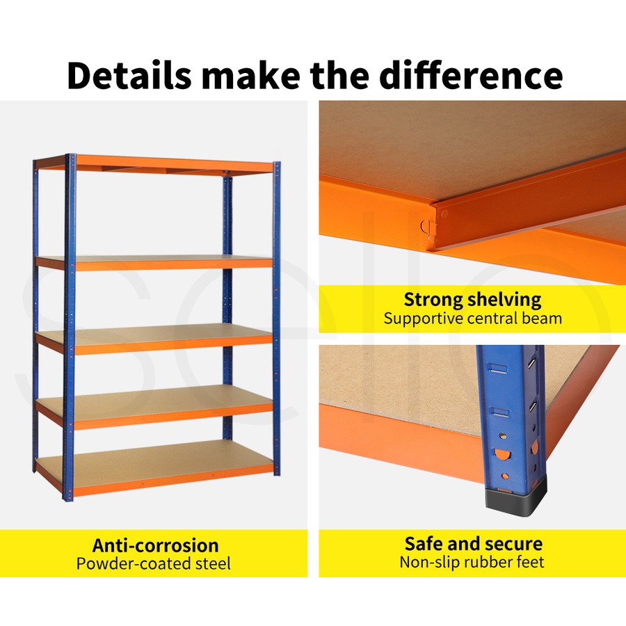 1.8x1.2m Warehouse Shelving Garage Rack - Orange