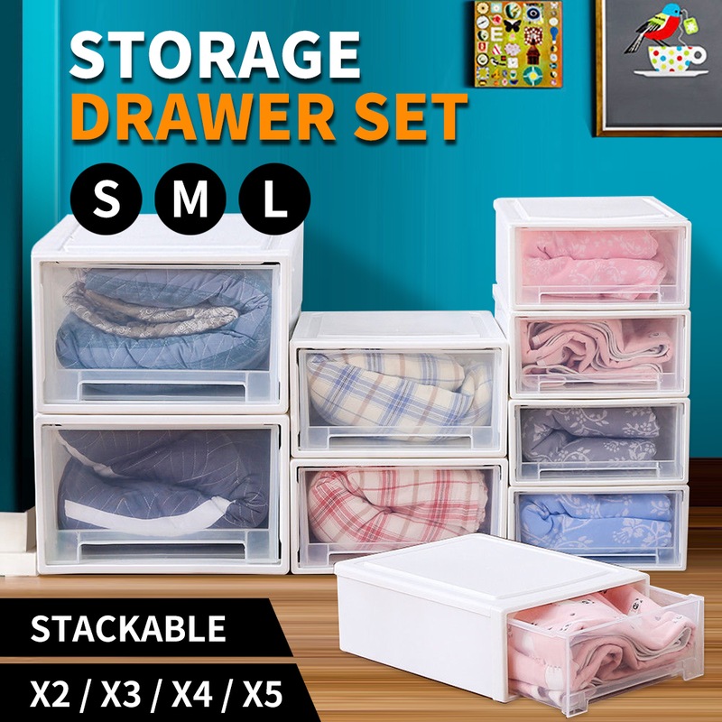 Buy Storage Drawers Clothes Organiser Box Large Plastic Stackable ...