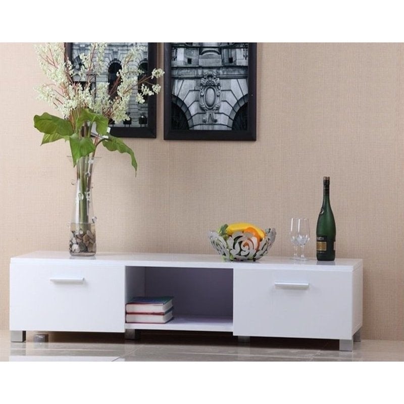 Buy MDF High Gloss Entertainment TV Unit Cabinet White - MyDeal