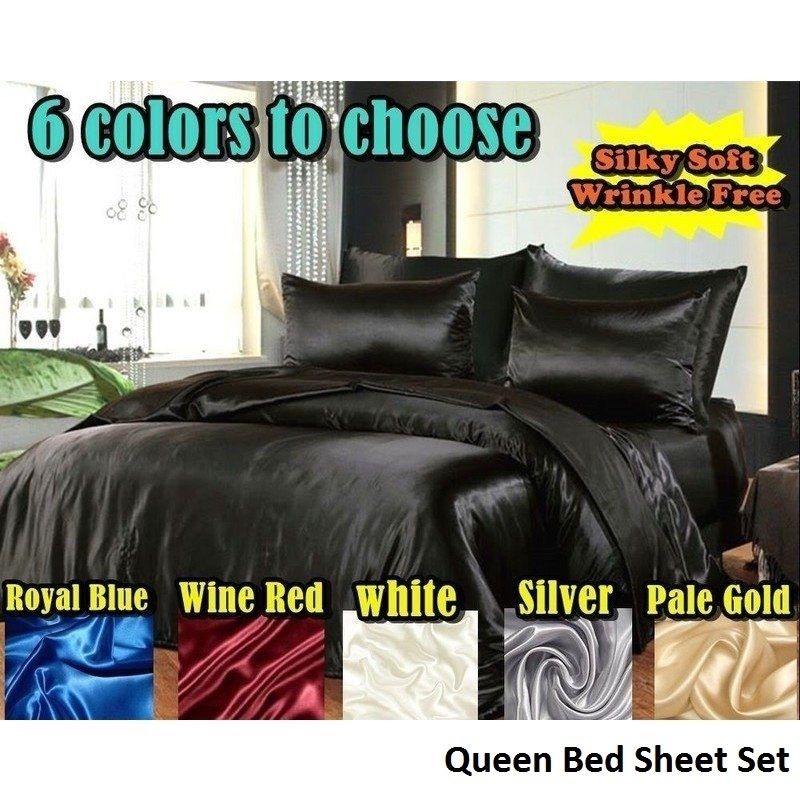 Queen Hotel Quality Satin Bed Sheets Set 6 Colours Sets 199291 - Queen Size Satin Bed Sheets Queen Hotel Quality Satin Bed Sheets Set 6 Colours Sets 199291 - Queen Size Satin Bed Sheets