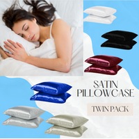 2x Silky Satin Pillowcase Set in 5 Colours 48x73 cm