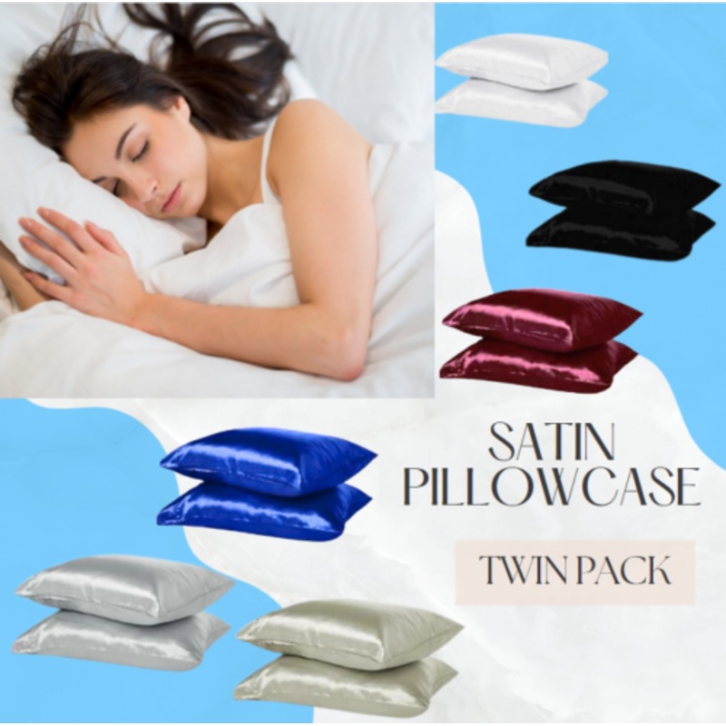 2x Silky Satin Pillowcase Set In 5 Colours 48x73 Cm Mydeal 3588