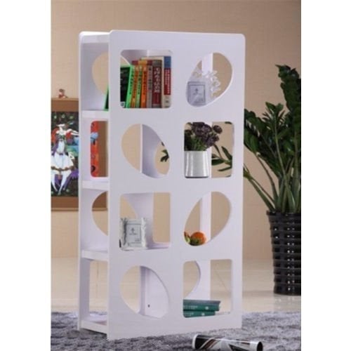 4 Shelf Contemporary Bookcase in High Gloss White