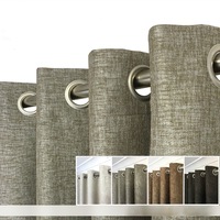 Linen Textured Eyelet Block Out Curtain 240x221cm