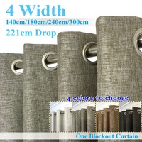 Single Panel Eyelet BLACKOUT Linen Texture Curtain 140~300 cm (W) x 221 cm (D)