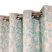 Single Panel Eyelet Block Out Curtain Aqua Rose