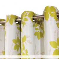 Single Panel Eyelet Block Out Curtain Green Leave