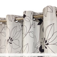 Single Panel Eyelet Block Out Curtain Black Flower
