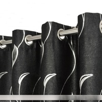 Single Panel Eyelet Block Out Curtain Silver Leaf