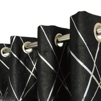 Single Panel Eyelet Block Out Curtain Silver Stripe