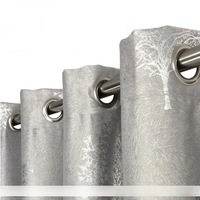 Single Panel Eyelet Block Out Curtain Silver Tree