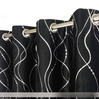 Single Panel Eyelet Block Out Curtain Black Silver