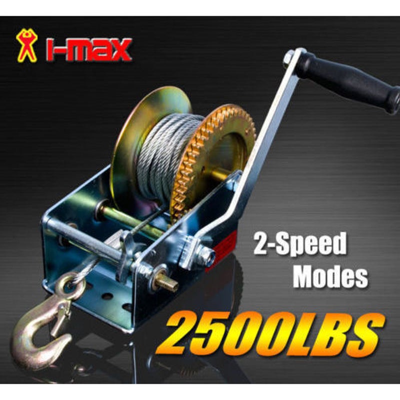 Buy 2Speed Steel Cable Manual Hand Winch 1136kg MyDeal