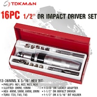 16pc Impact Screw Driver Set 1/2in Drive