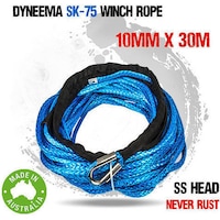 Dyneema Synthetic Winch Rope Cable Line 10mmx30m