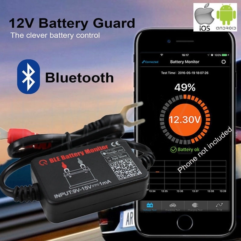 Buy Vehicle Battery Monitor w/ Bluetooth & Alarm 12V MyDeal