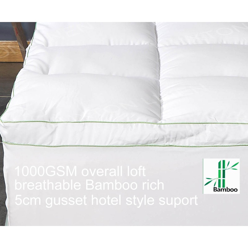 Buy 1000GSM Hypoallergenic Bamboo Mattress Topper Washable Hotel Style