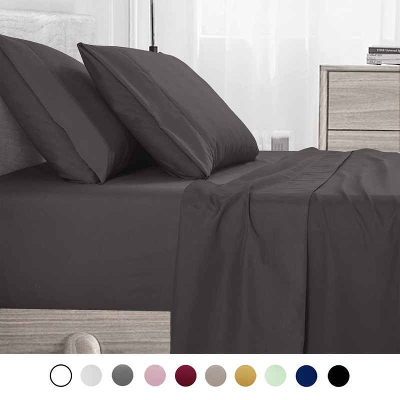 Buy 1000TC Ultra Soft Plain Color Bed Sheet Set ( Black / White / Grey / Navy Blue / Pink