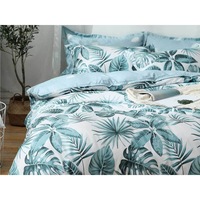 3pcs Tropical Plant Aqua Green Quilt Cover Set (Single / Queen / King Options)