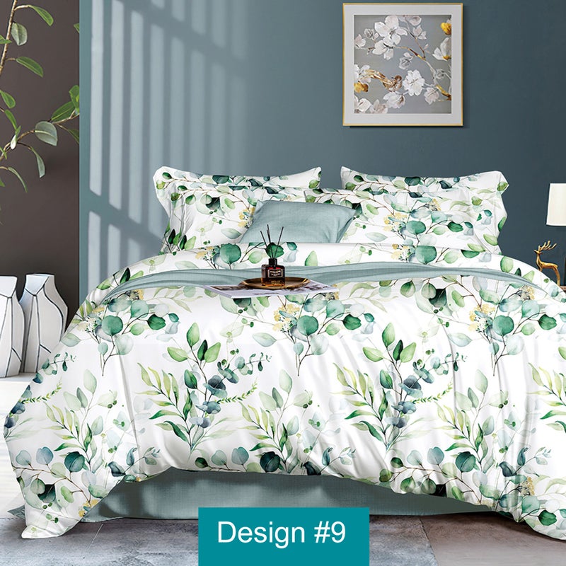 Floral Quilt King Size, Green Botanical King Quilt 3 Pieces, Reversibl