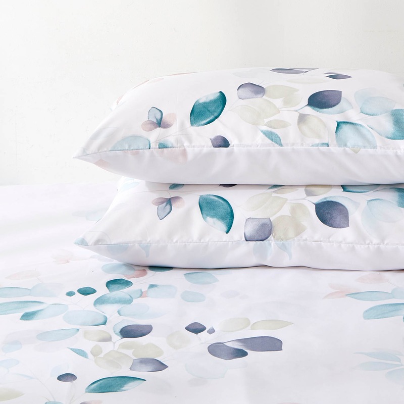 Buy Elia Leaf Turquoise Aqua Quilt Cover Set (queen / king / super king