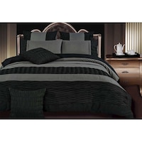 Queen size Black charcoal pintuck 3pcs Quilt Cover Set