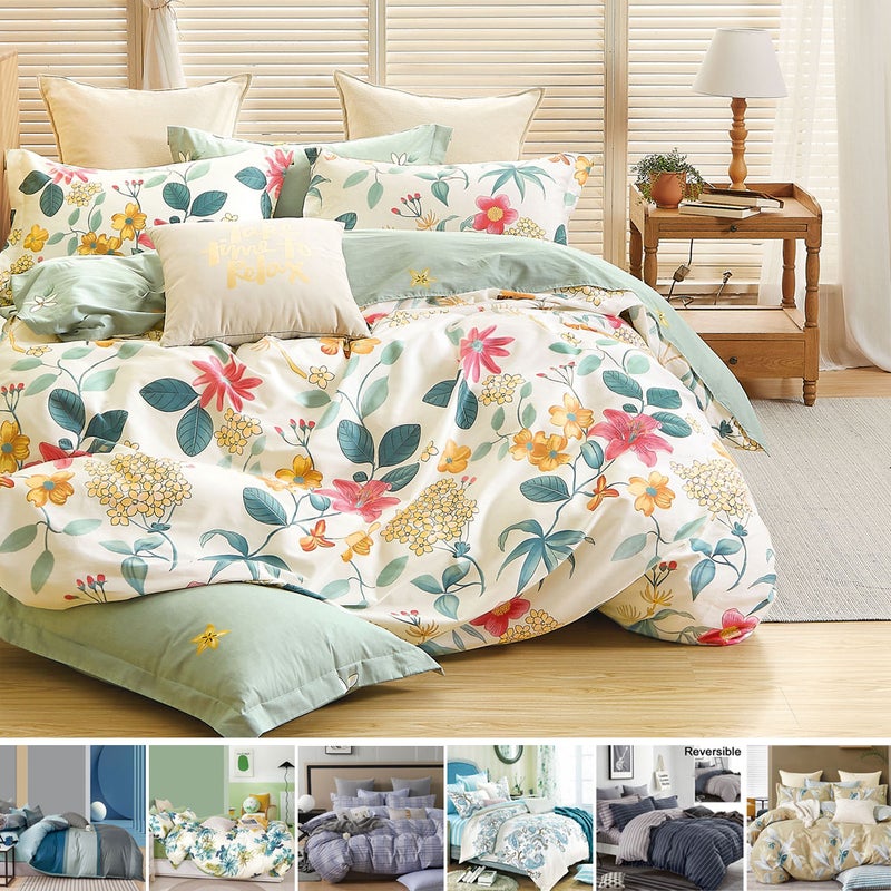 Buy Luxton Abstract Floral Leaf Quilt Cover 3PCS Doona Cover Set ...