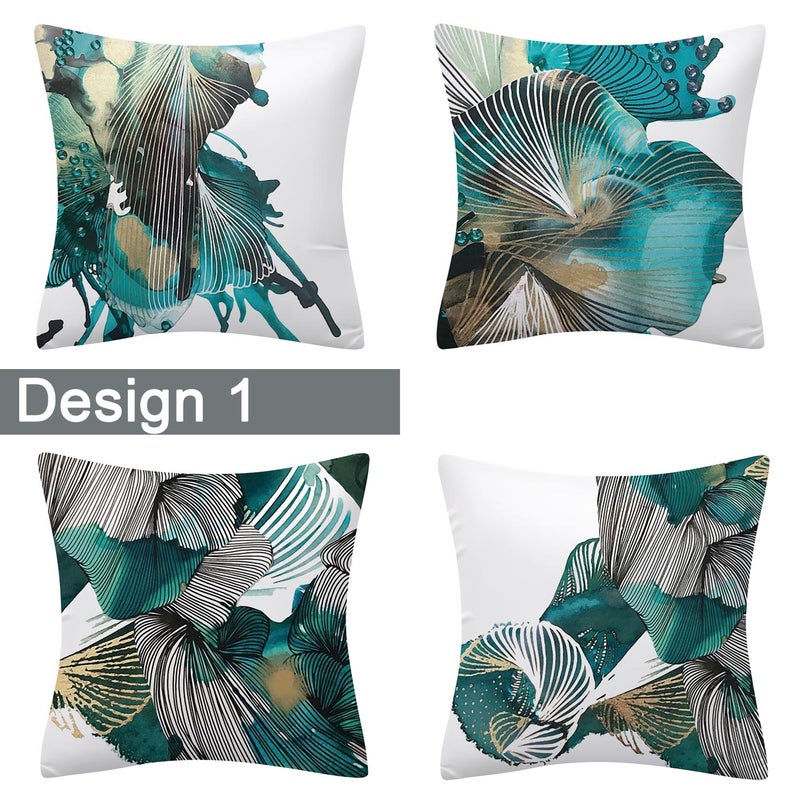 Buy Luxton Aqua Turquoise Green Floral Cushion Covers Home Decoration 4PCs Set 45x45cm (Multiple